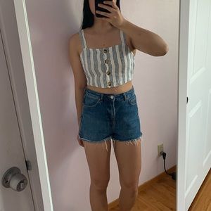 Bershka Striped Linen Crop top